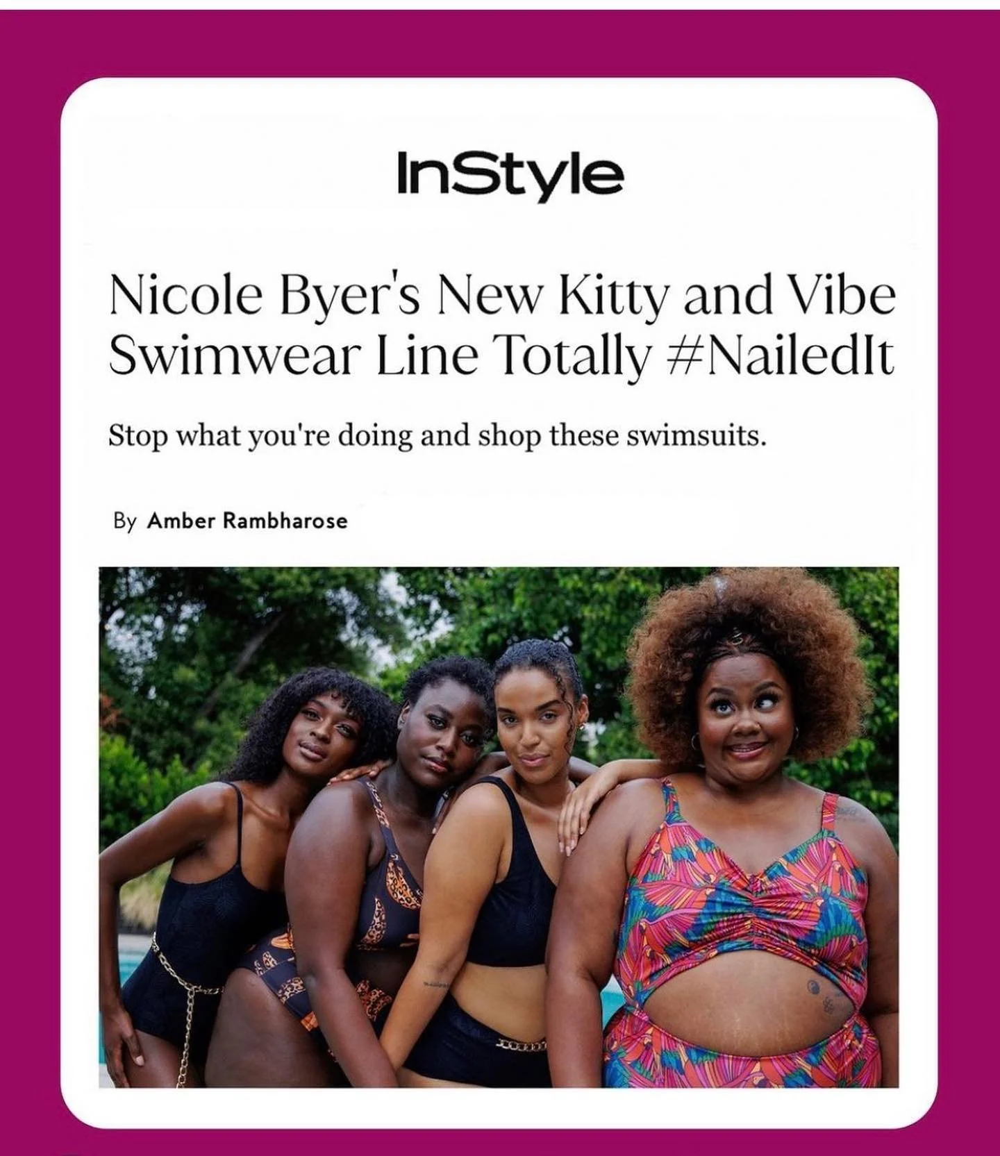 Kitty and Vibe nailing it! Such an epic collab! @kitty_and_vibe @nicolebyer @instylemagazine 
#entrepreneur#femaleentrepreneur#swimweardesigner#fashionfactory#creative#sweeniemanufacturing#summer2023#cutmakesew#design#bikini#swimwear#nysw#sourcing#ac