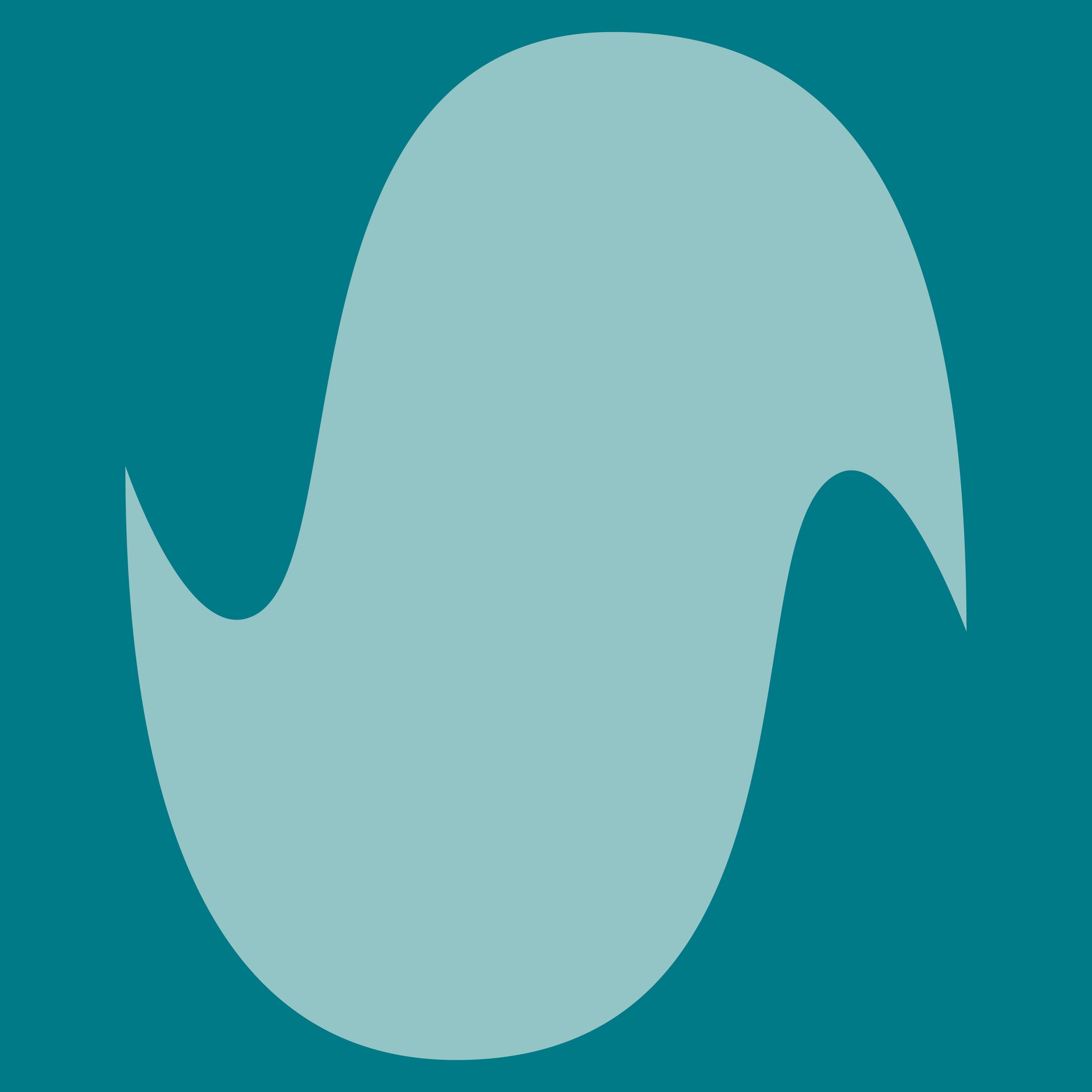 A stylized depiction of a wave or water splash with shades of teal and light blue.