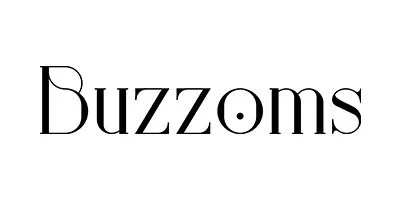 The logo of the brand 'Buzzoms' in black text with a stylized letter 'B' and a feminine font.