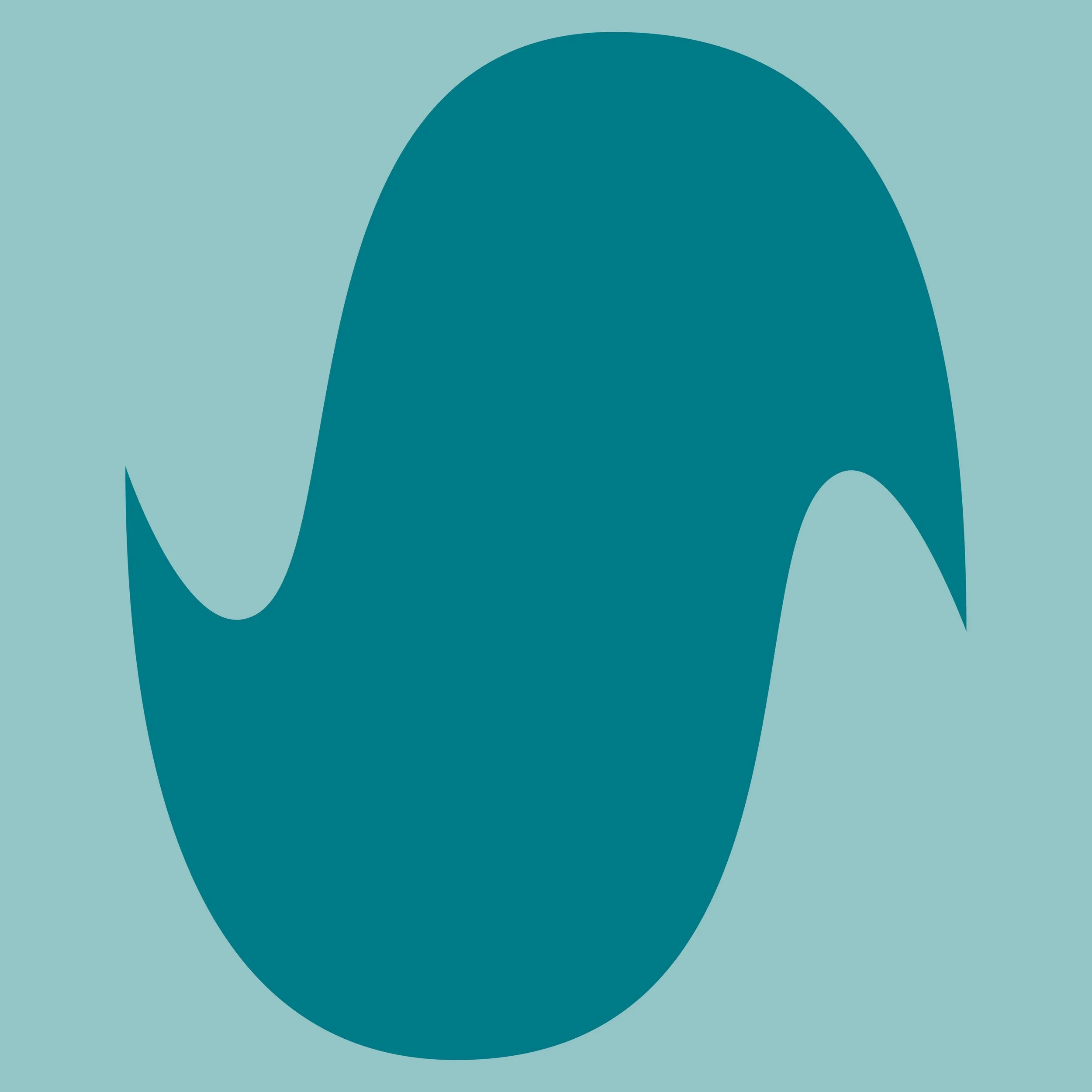 Abstract illustration of a teal cyclops eye on a light blue background.