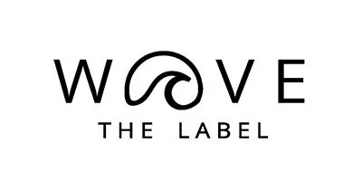 Logo with the word 'WAVE' where the letter 'A' is stylized with a wave design, and underneath it says 'THE LABEL'.