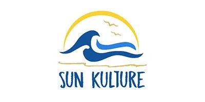 Sun Kulture logo featuring a stylized dolphin jumping out of water with a sun and birds in the background.
