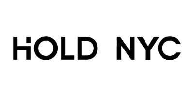 The image features the text 'HOLD NYC' in bold, white capital letters on a black background.