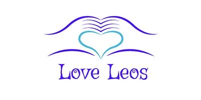 A heart with curved lines above and below, and the text 'Love Leos' underneath.