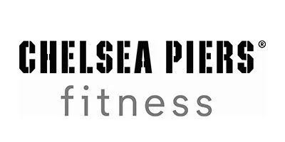 Chelsea Piers Fitness logo with black and gray text on a white background