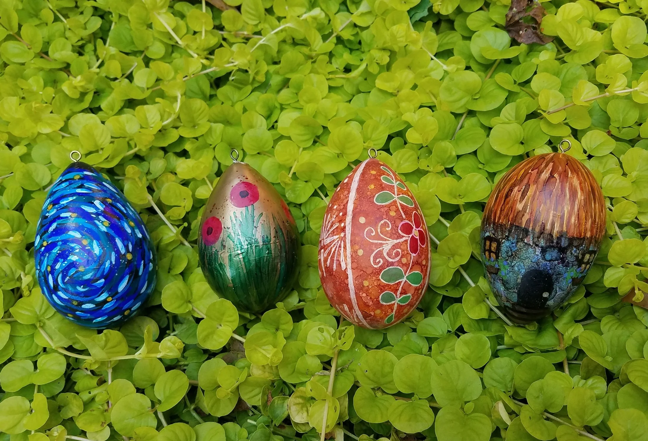 Alcohol Ink Egg Gourd Ornaments