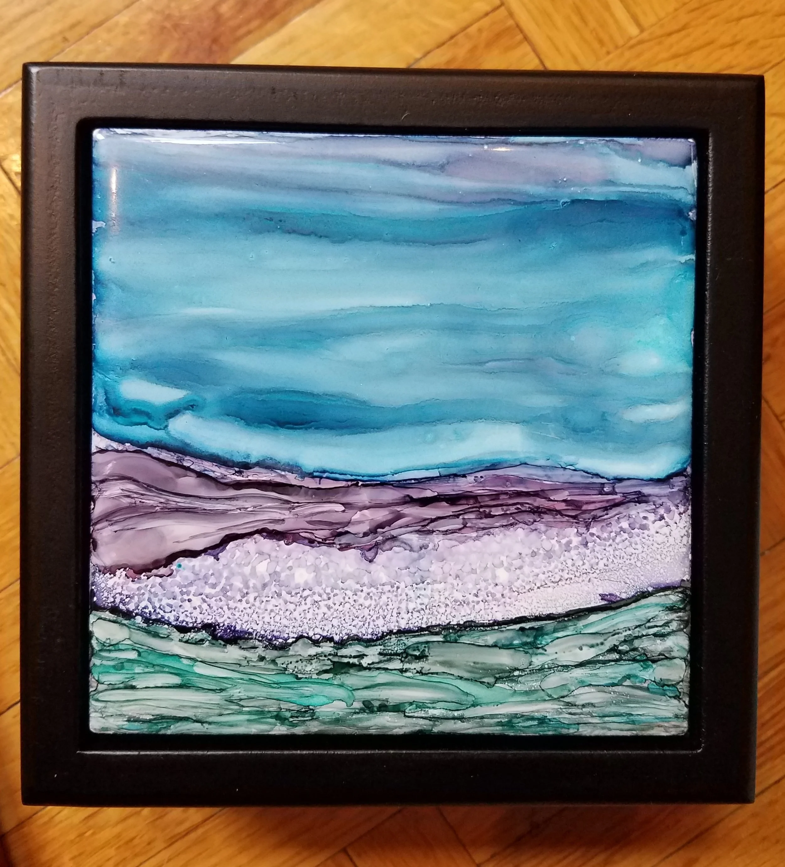 4x4 & 6x6 Alcohol Ink tiles in keepsake boxes