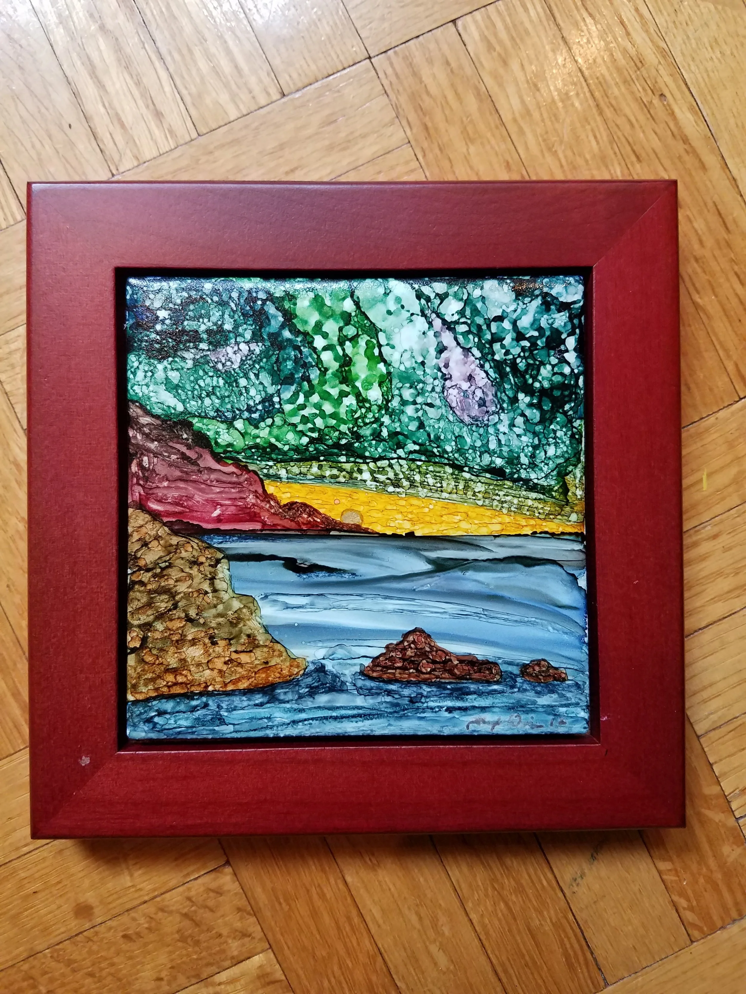 4x4 & 6x6 framed Alcohol Ink tiles