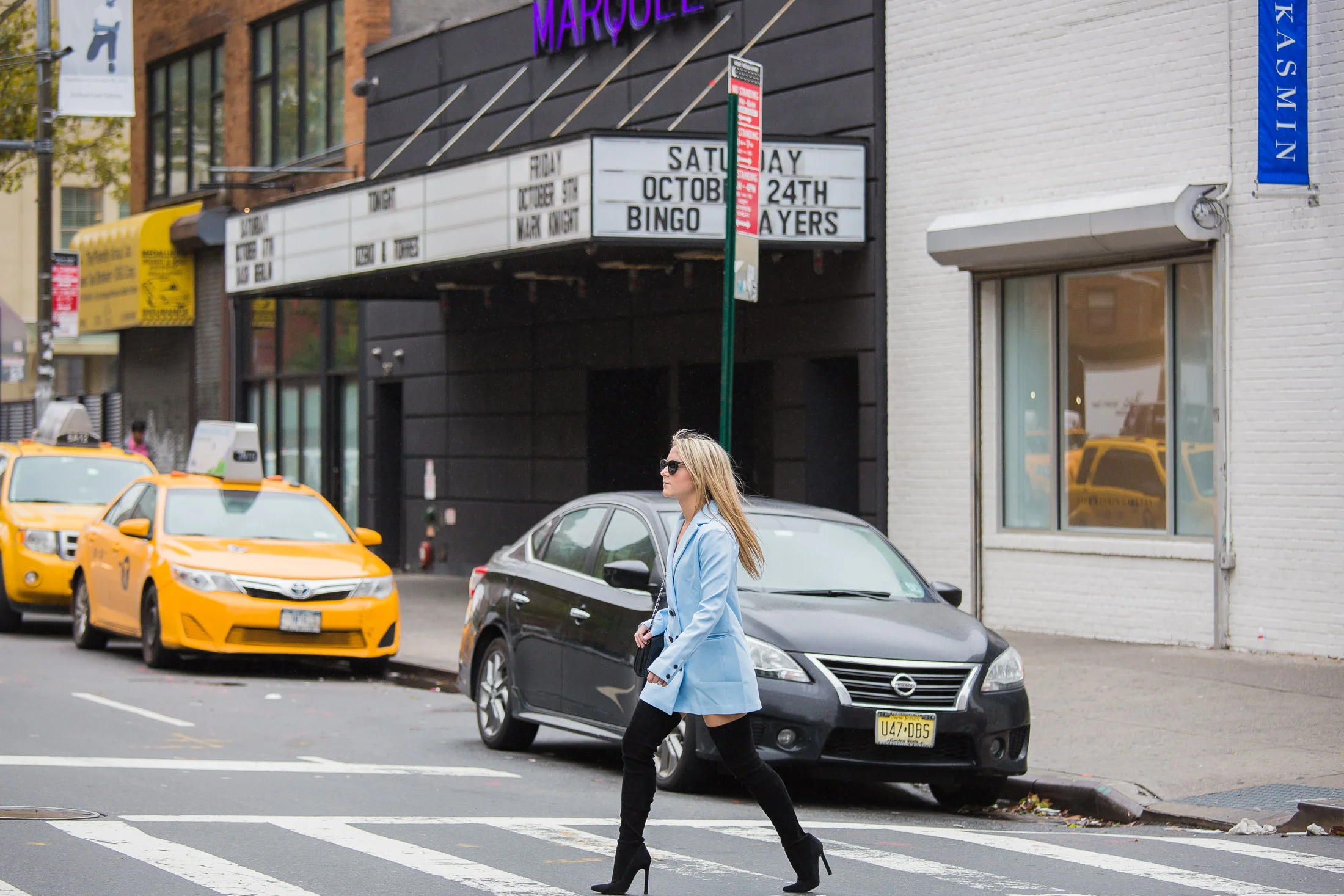 Oversized Blazer Dress + OTK Boots OOTD