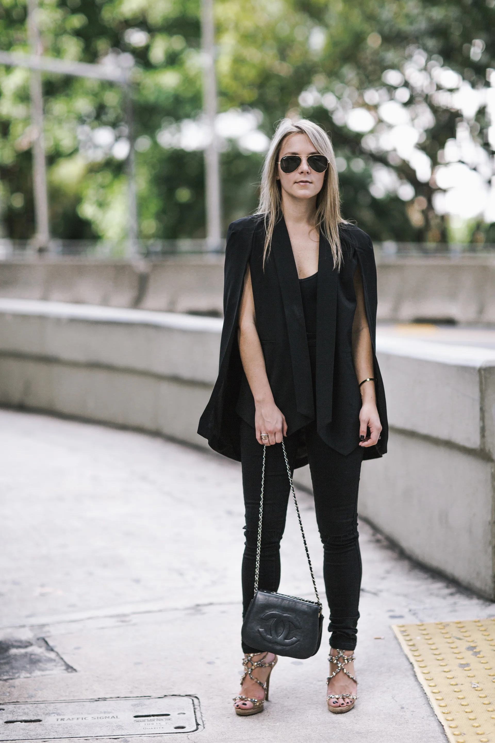 black cape outfit