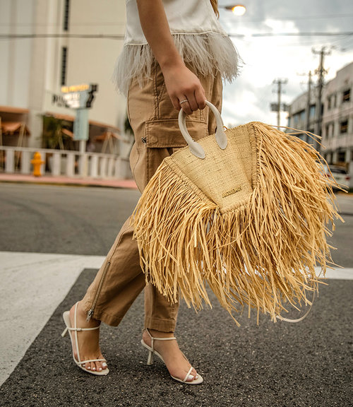 Tod's Fringed Straw Tote Bag