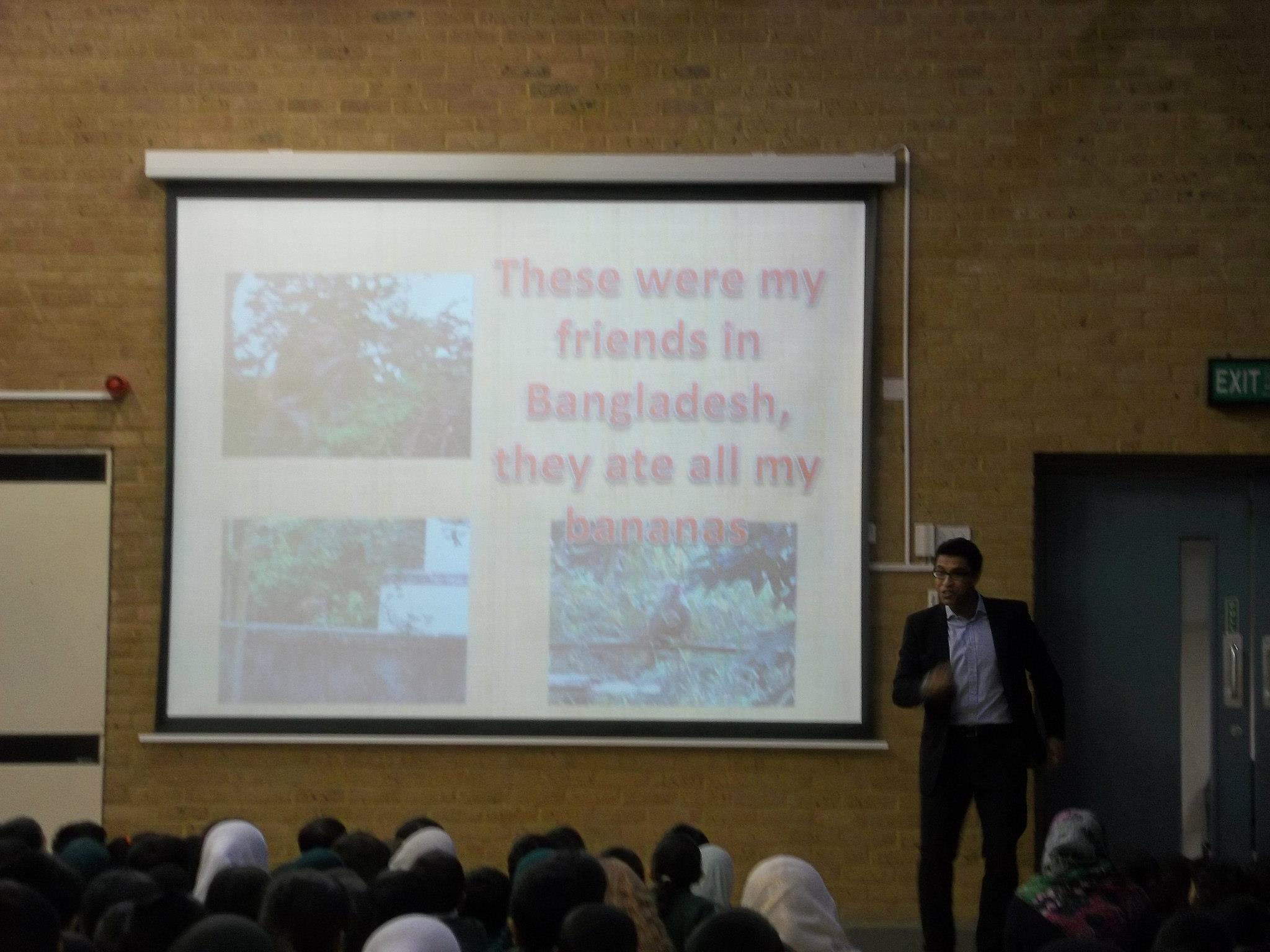 Talking about and impersonating the monkeys in my book, A BOY, HIS BIBI AND A BARI.