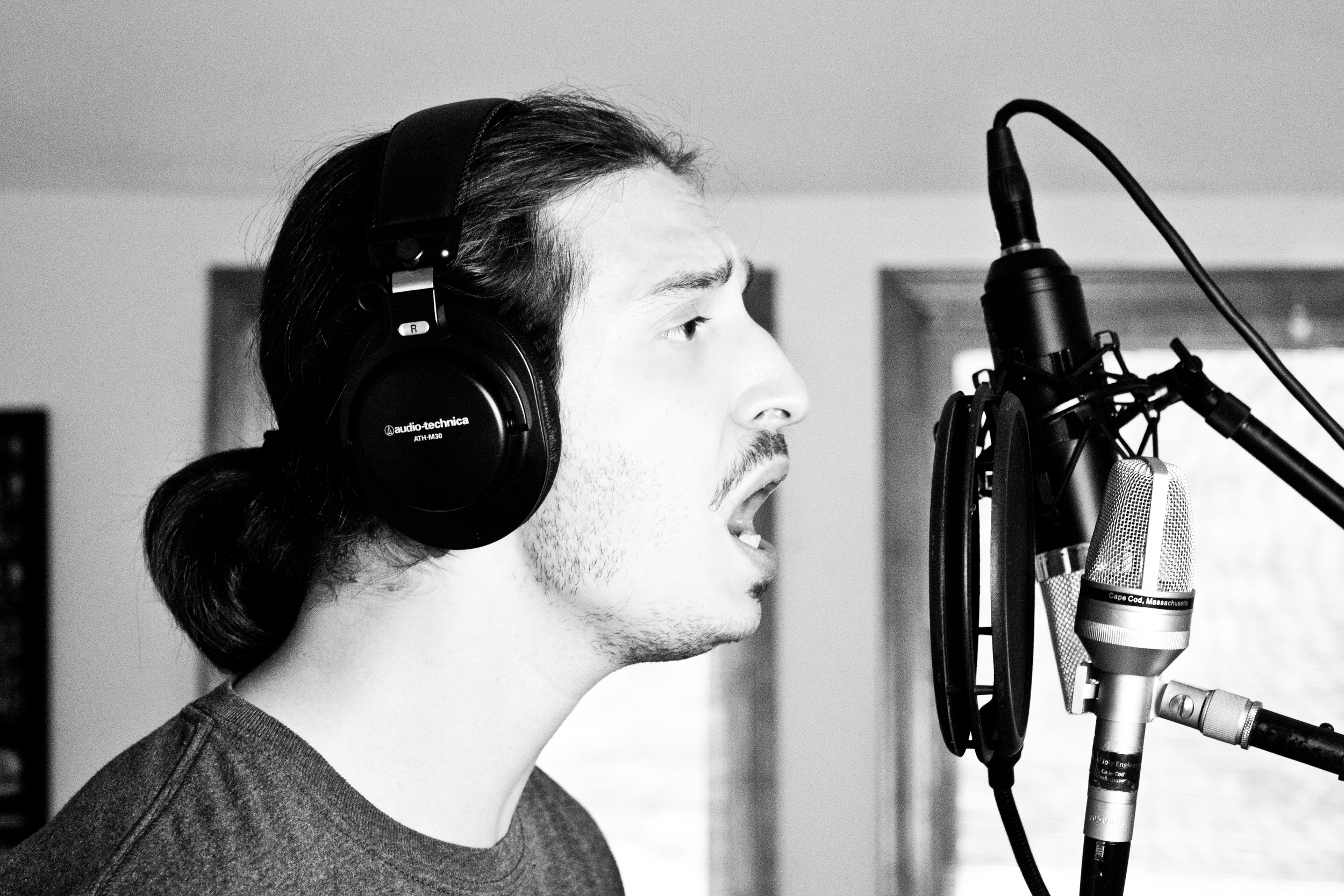 Corey tracking his vocals