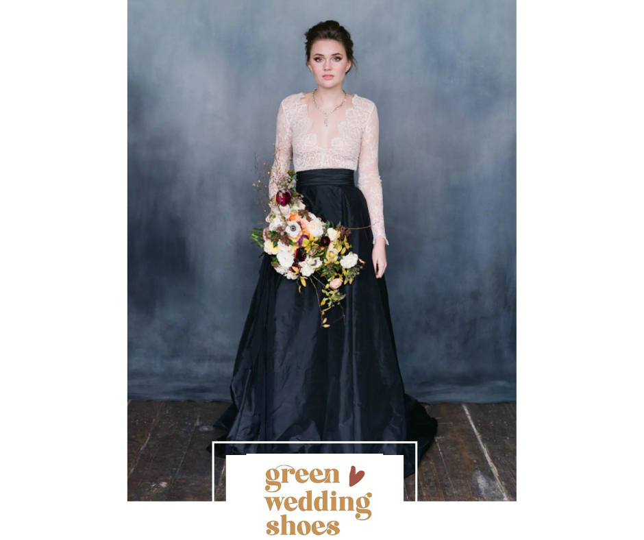 stunning handmade wedding gown by Emily Riggs and bouquet by Selva Floral