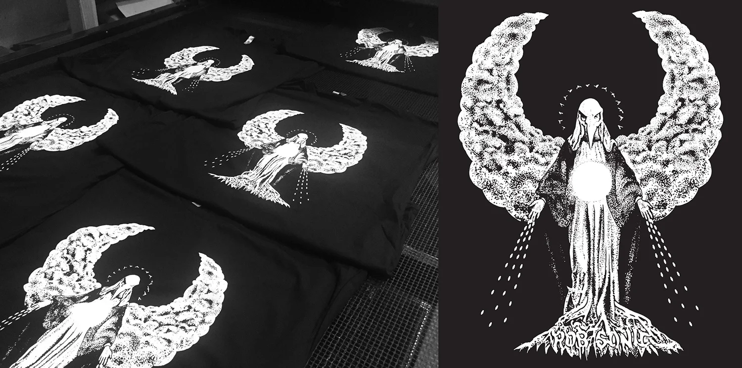 T-shirt illustration for Rob Sonic on the 'Hey Kirby' tour with Aesop Rock