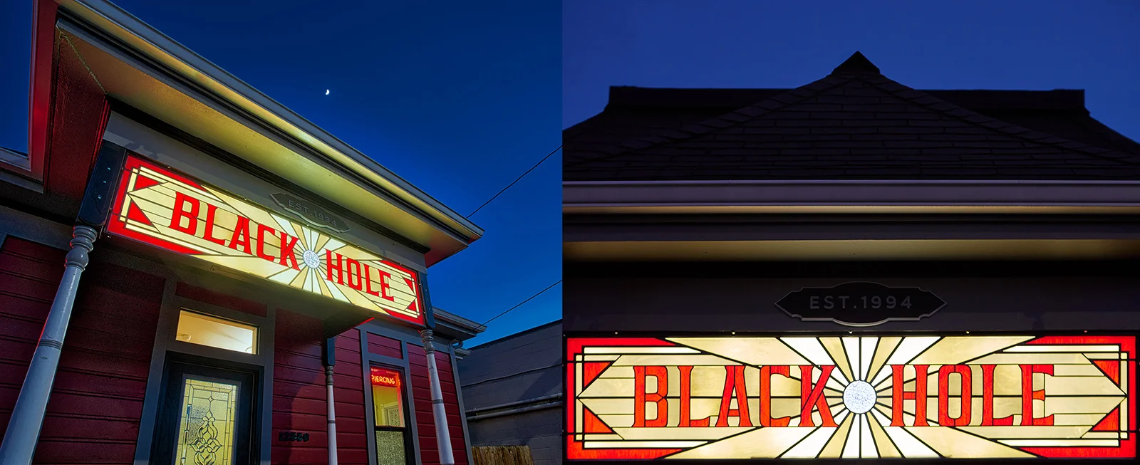 Stained Glass Sign for one of Portland's original Tattoo & Piercing shops