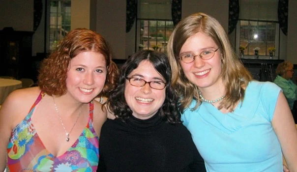 Normal
0
false
false
false
EN-US
X-NONE
X-NONE
MicrosoftInternetExplorer4
Youth alumni Megan Sadowski Simmons and Claire Asbury Lennox with former Youth Director, Amy Bugg Burke, at Senior Banquet 2006.