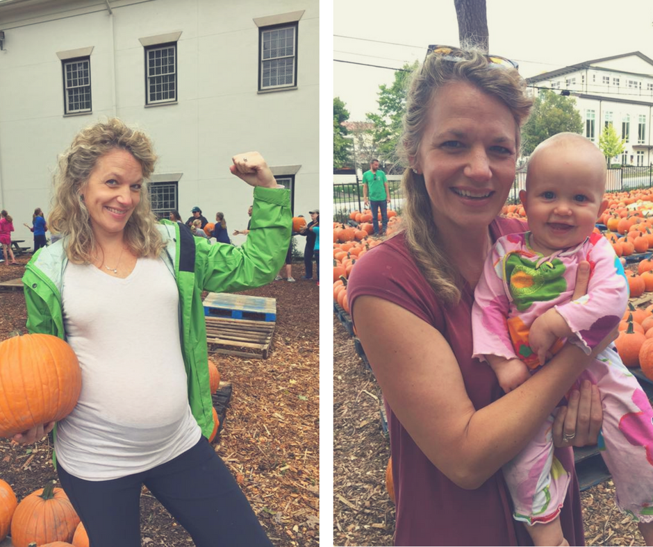 Cynthia Shepherd with baby Bess in 2015 & 2016.