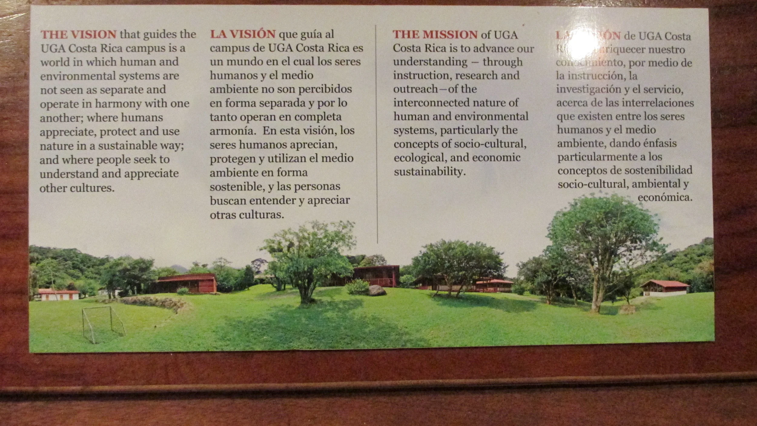 The Eco Lodge's Vision and Mission statement - photo by Jan Lichtenwalter.