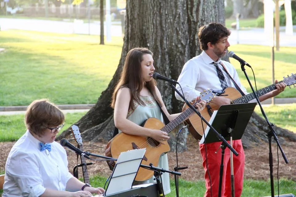 Singing and playing guitar at this year's Easter sunrise service