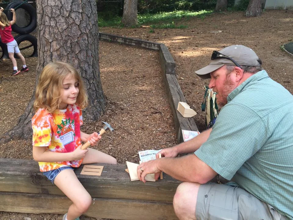 Jeff, Bethany's husband, and their daughter Madison learning and building together.