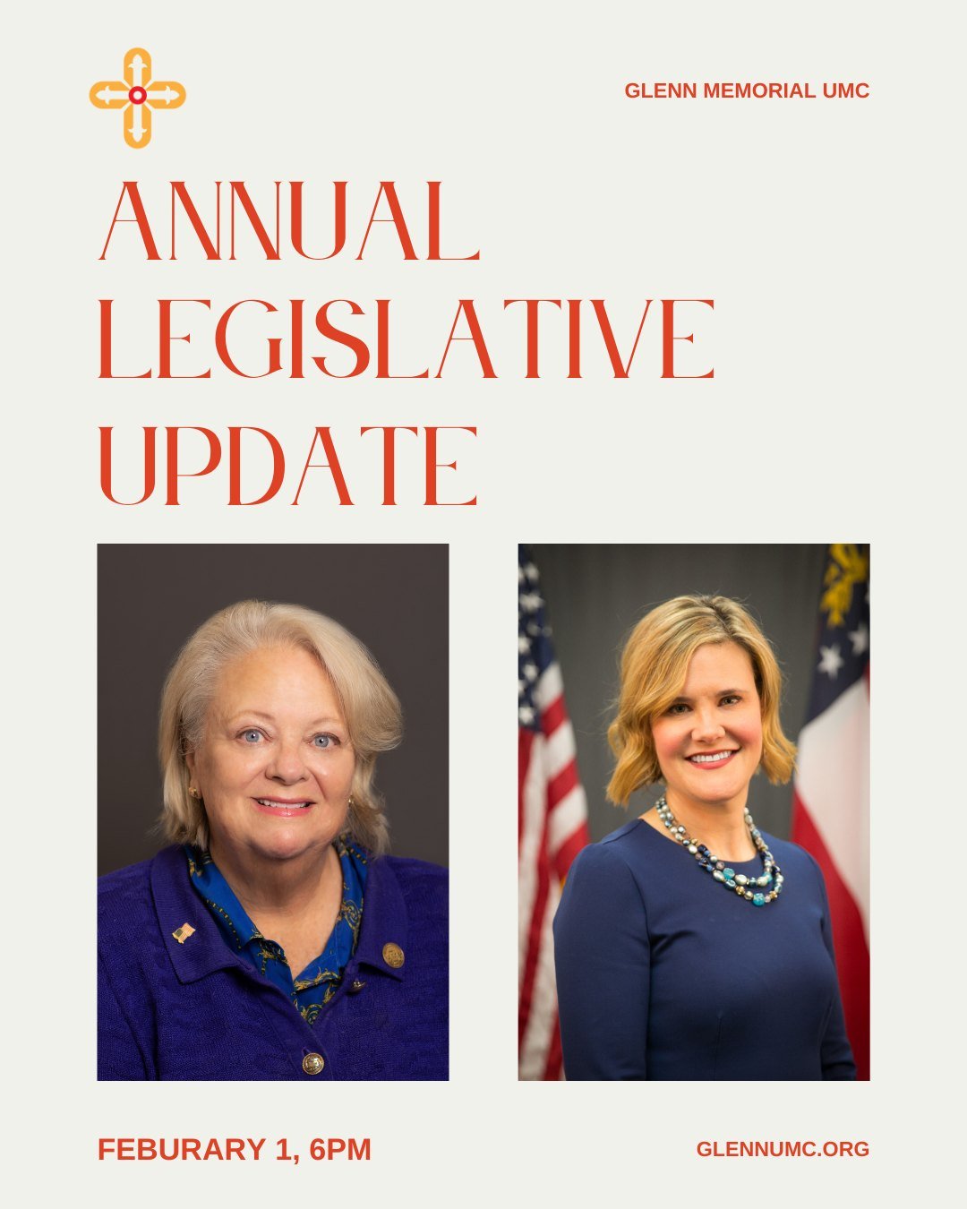 Our annual Legislative Update will take place at 6pm on Sunday, February 1, in the Fellowship Hall. @repmmoliver and @senator_elenaparent will join us to share their perspectives on significant issues before the legislature this year, and there will 