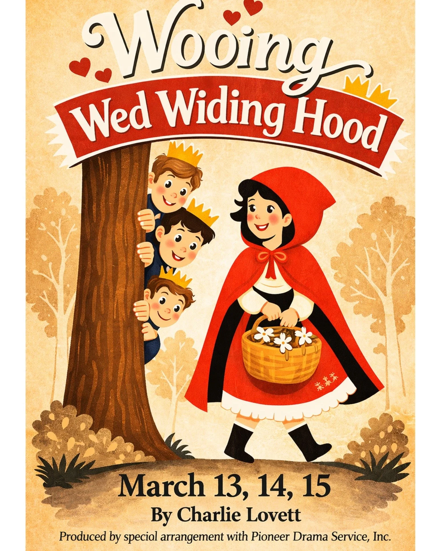 Come support @glennyouth and their production of "Wooing Wed Widing Hood," a fun spinoff of the classic Little Red Riding Hood story, on March 13, 14, &amp; 15. Shows are at 7:00 p.m. on Friday and Saturday night and 2:00 p.m. on Saturday a