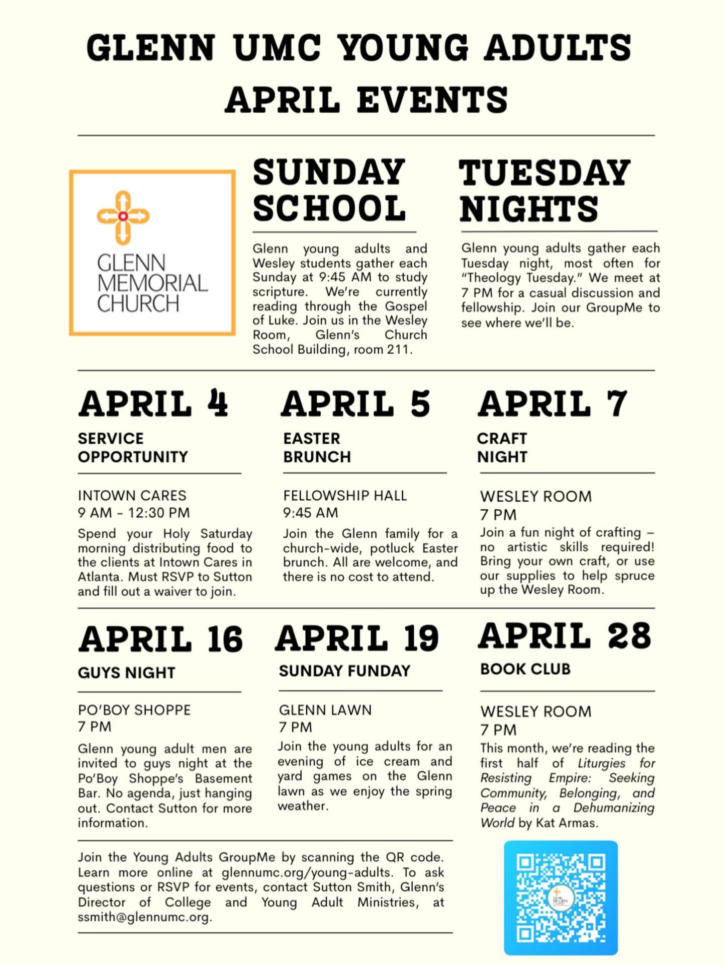 Check out the rest of our April events! 🥏🧶📚And join us TONIGHT at Inner Voice Brewing in Decatur (308 W Ponce de Leon Ave) at 7 PM for Theology Tuesday. We&rsquo;ll be discussing the relationship between religion and conspiracy theories and asking