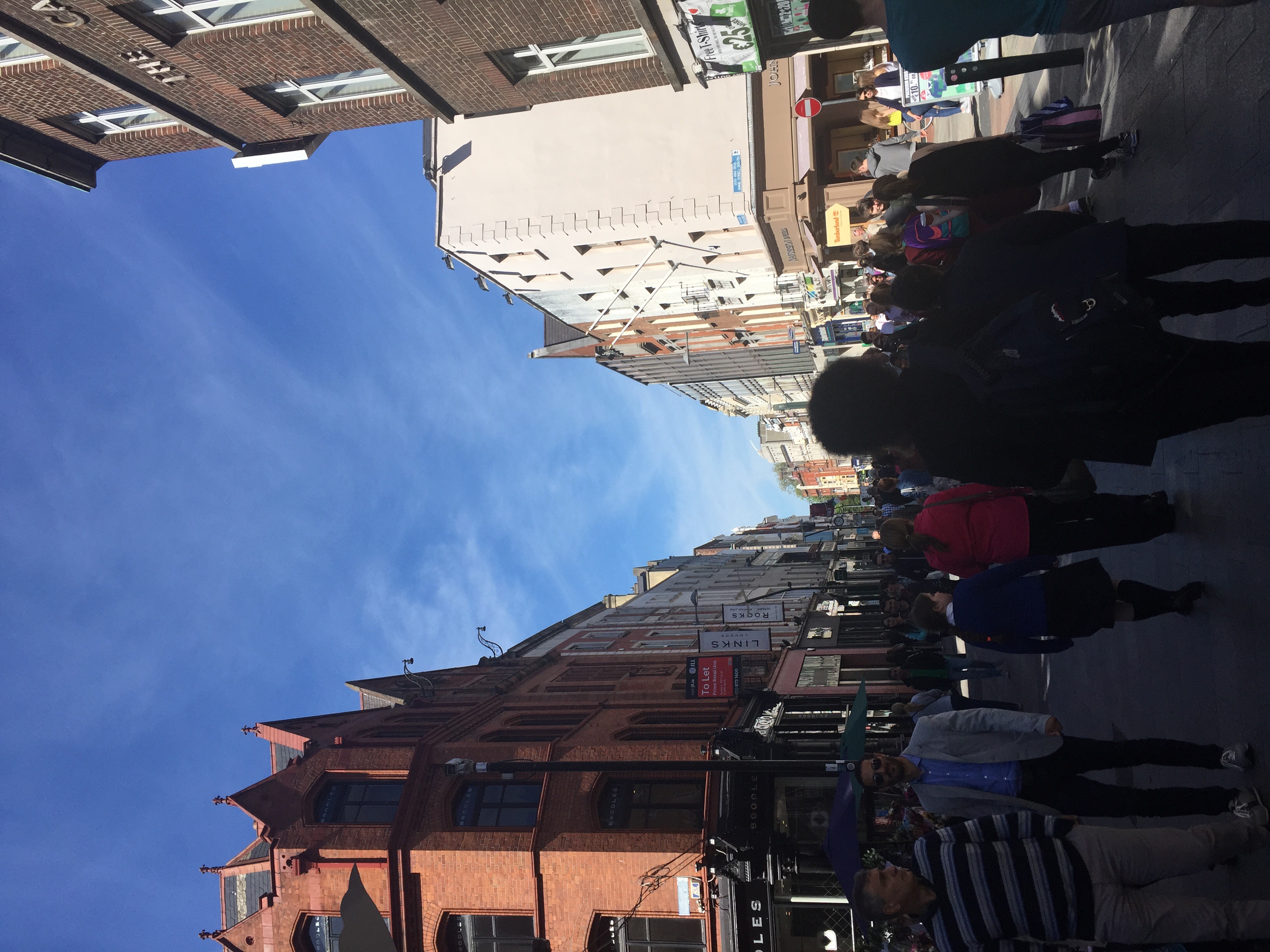 The always busy Grafton Street, much like New York's Madison Avenue with the high end shops and stores.