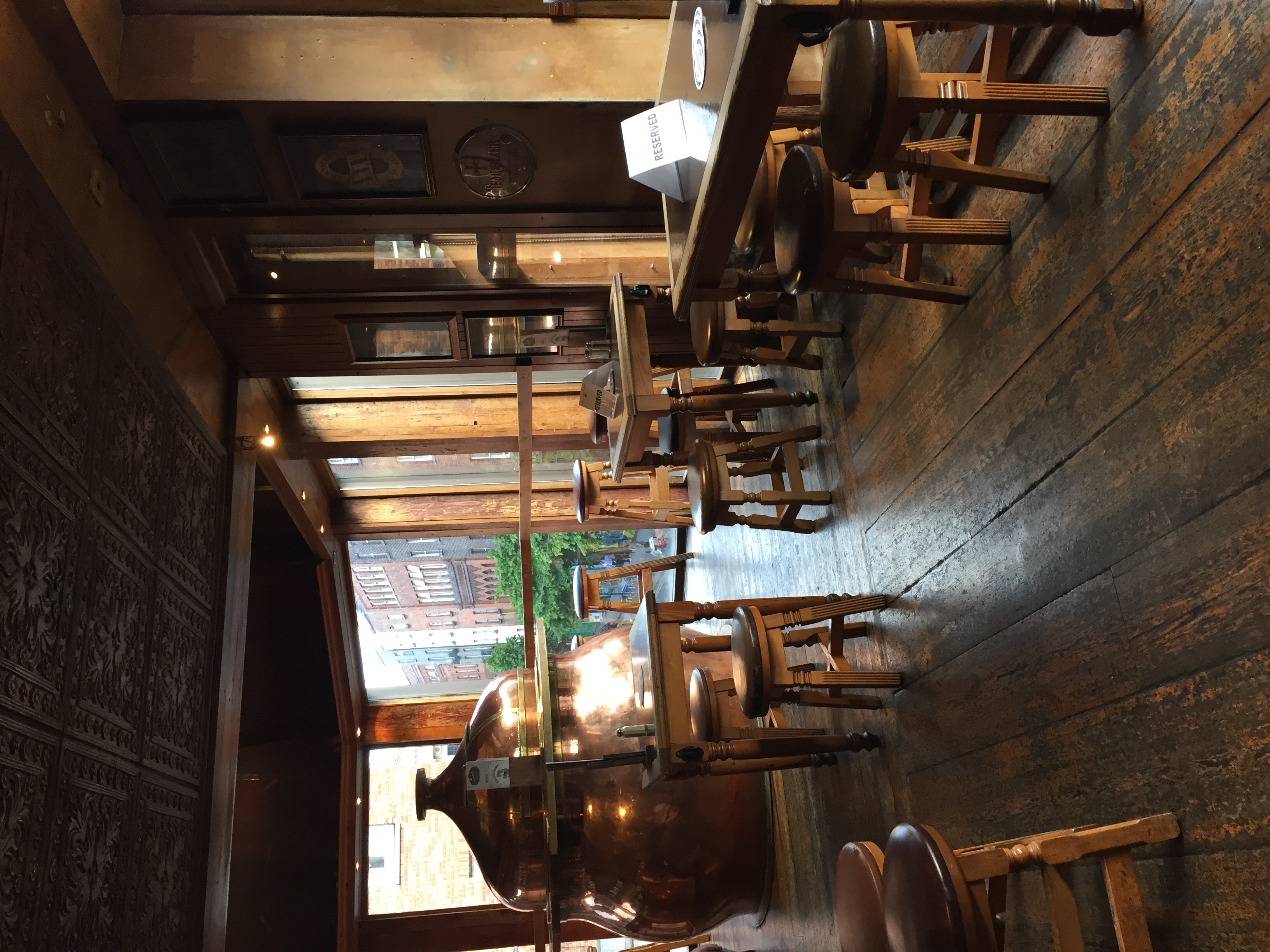 Loved the copper mash tun as a bar table.