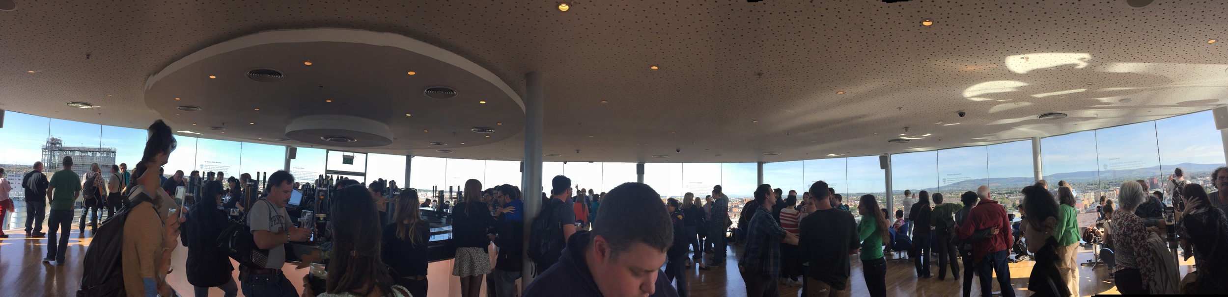 Panorama of the Gravity Bar, beautiful views with beautifully poured Guinness!