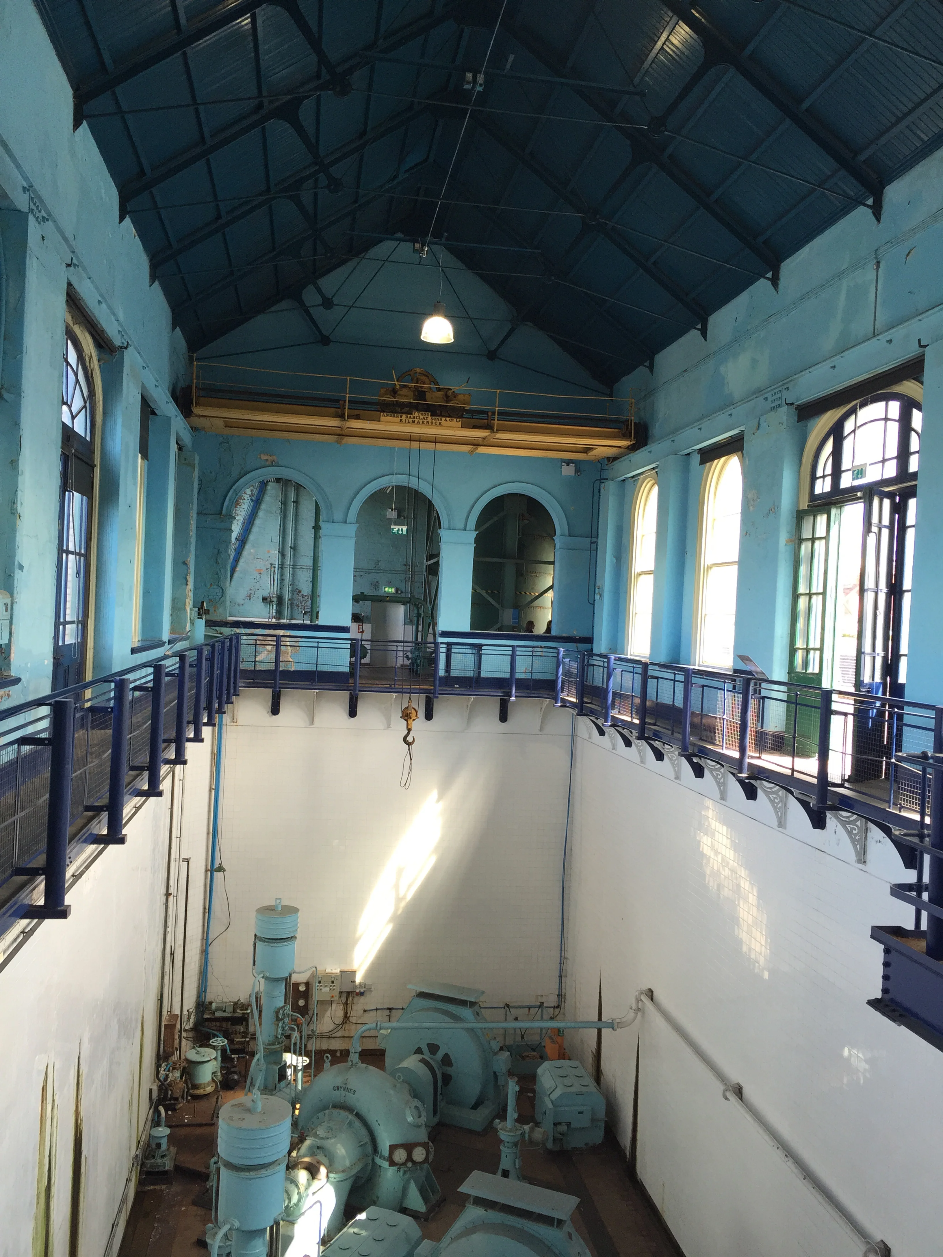 This pump house once operated Titanic's dry dock, where it was floated down the river empty and then finished on the inside. This opened the huge hate that allowed water to flow inside the dock to get the ship in place, then it drained and pumped the water out.