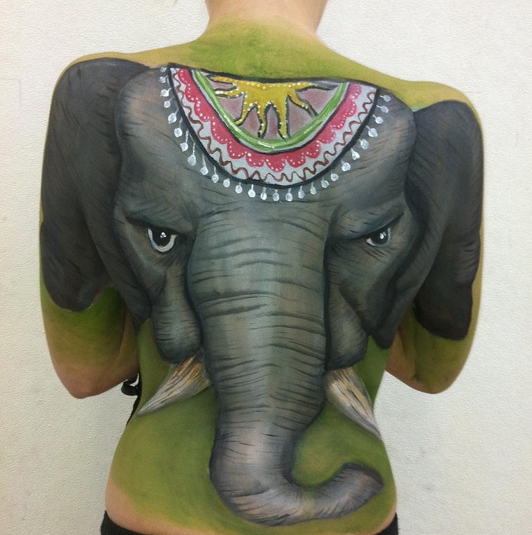 Elephant body painting