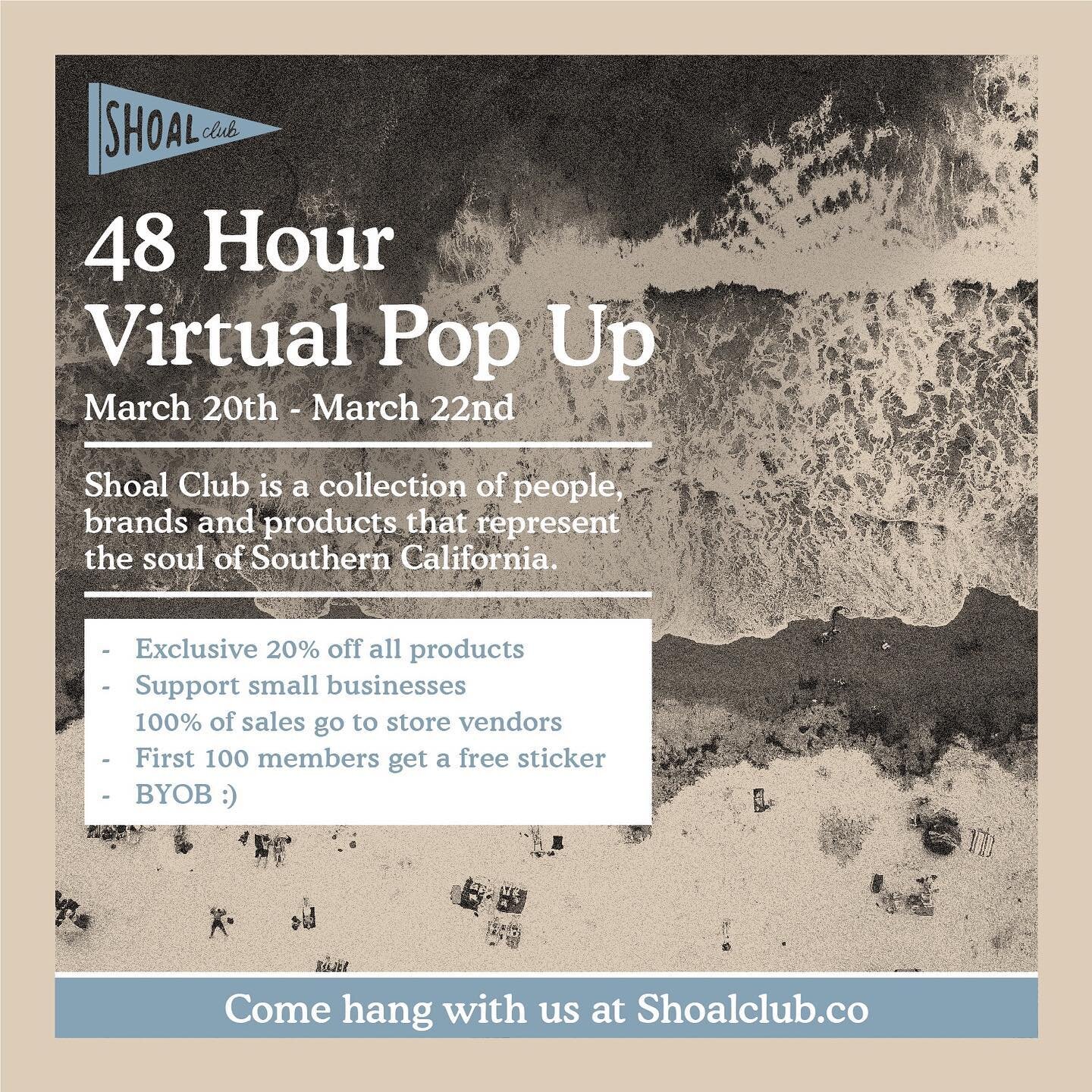 Save the date! Join us this weekend as we team up with 11 other SoCal brands for the first @shoalclub virtual pop-up! Shop exclusive deals and support small businesses in the area!

#shoalclub #mikayogawear