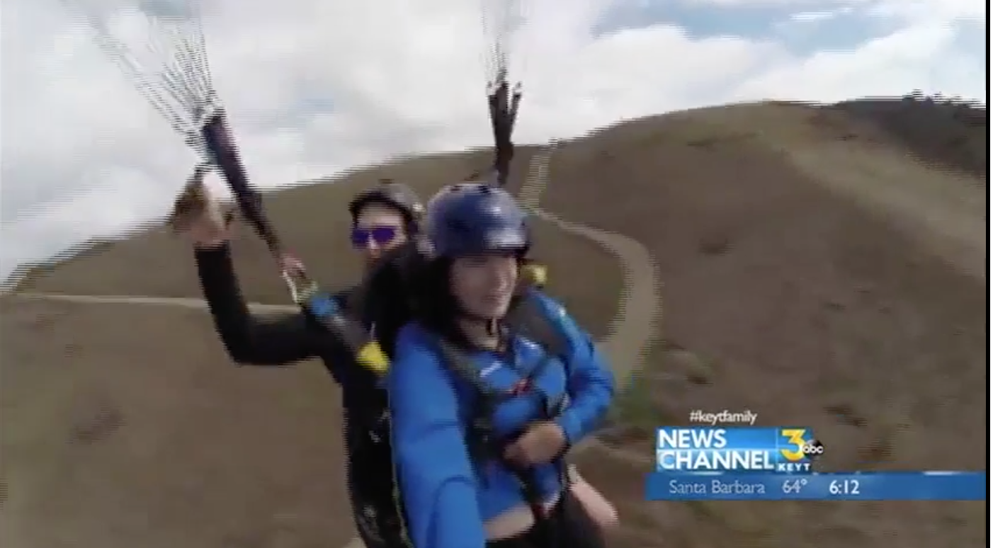 Cormac O'Brien paragliding with Vicky Nguyen via News Channel 3 KEYT