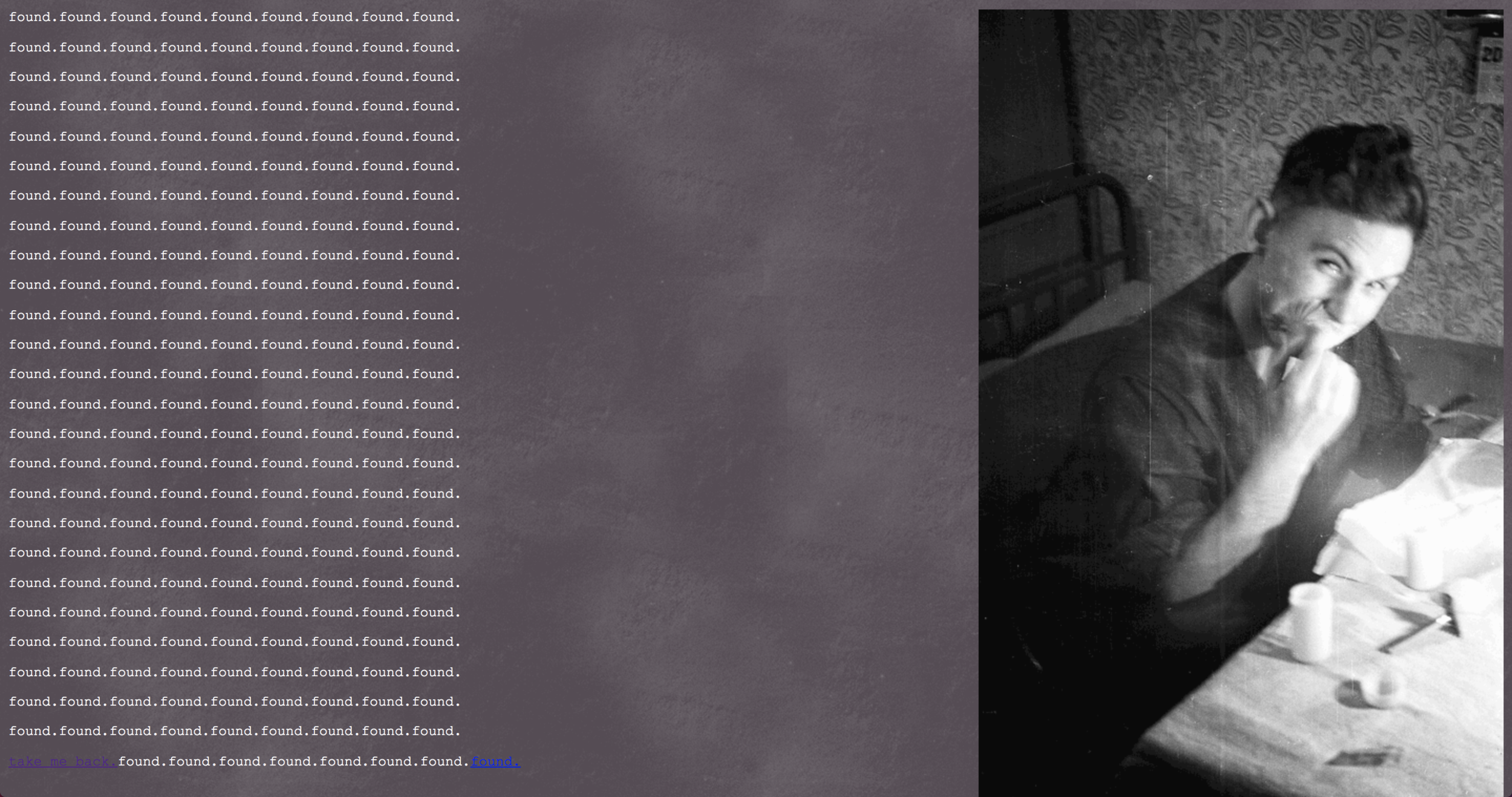 Branching text-story and gif series. Images from archival record of the Dyatlov Pass students.