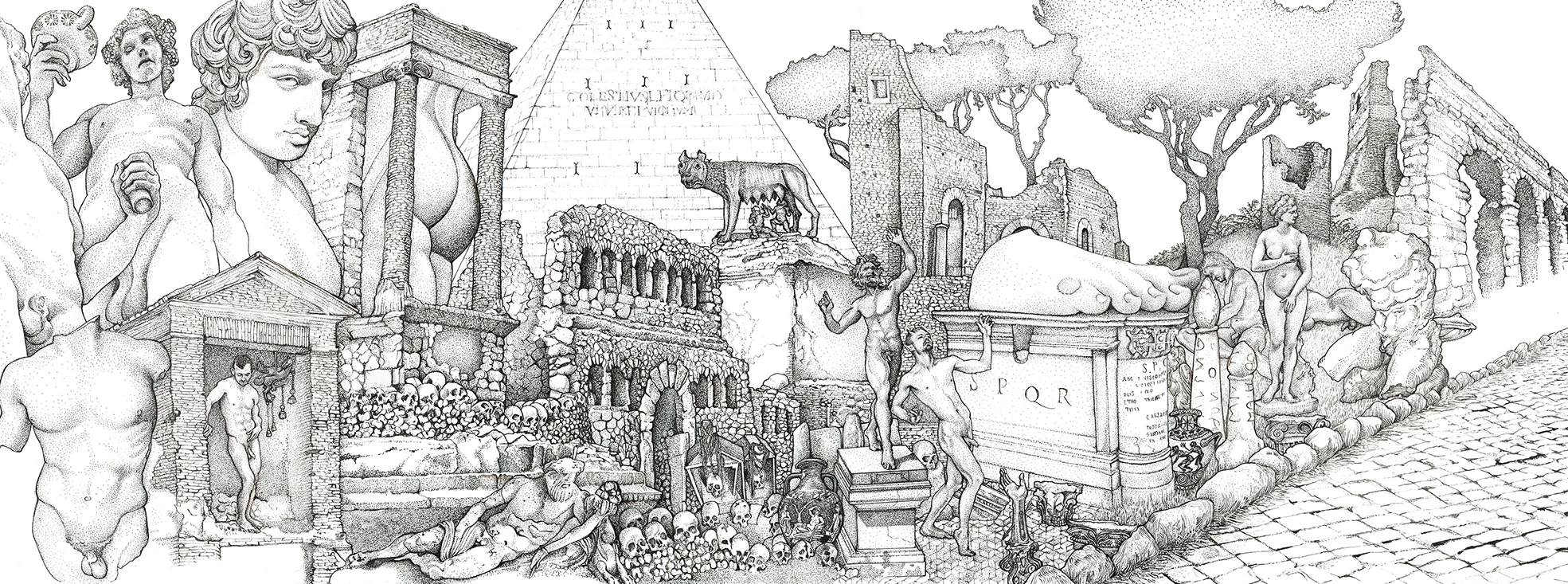 Via Appia Antica (after Piranesi) (detail of work-in-progress), 2016-2018