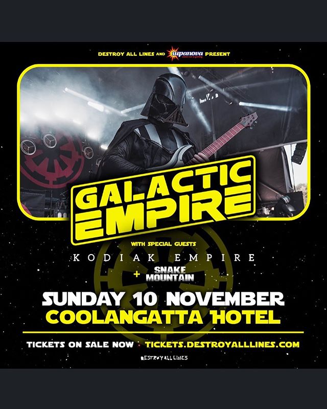 Quite recently, in a town approximately 97 minutes south of Brisbane...
KODIAK EMPIRE has been invited to join the galaxy's most influential Star Wars metal band, @galacticempireofficial for a night at the The Coolangatta Hotel on Sunday November 10t