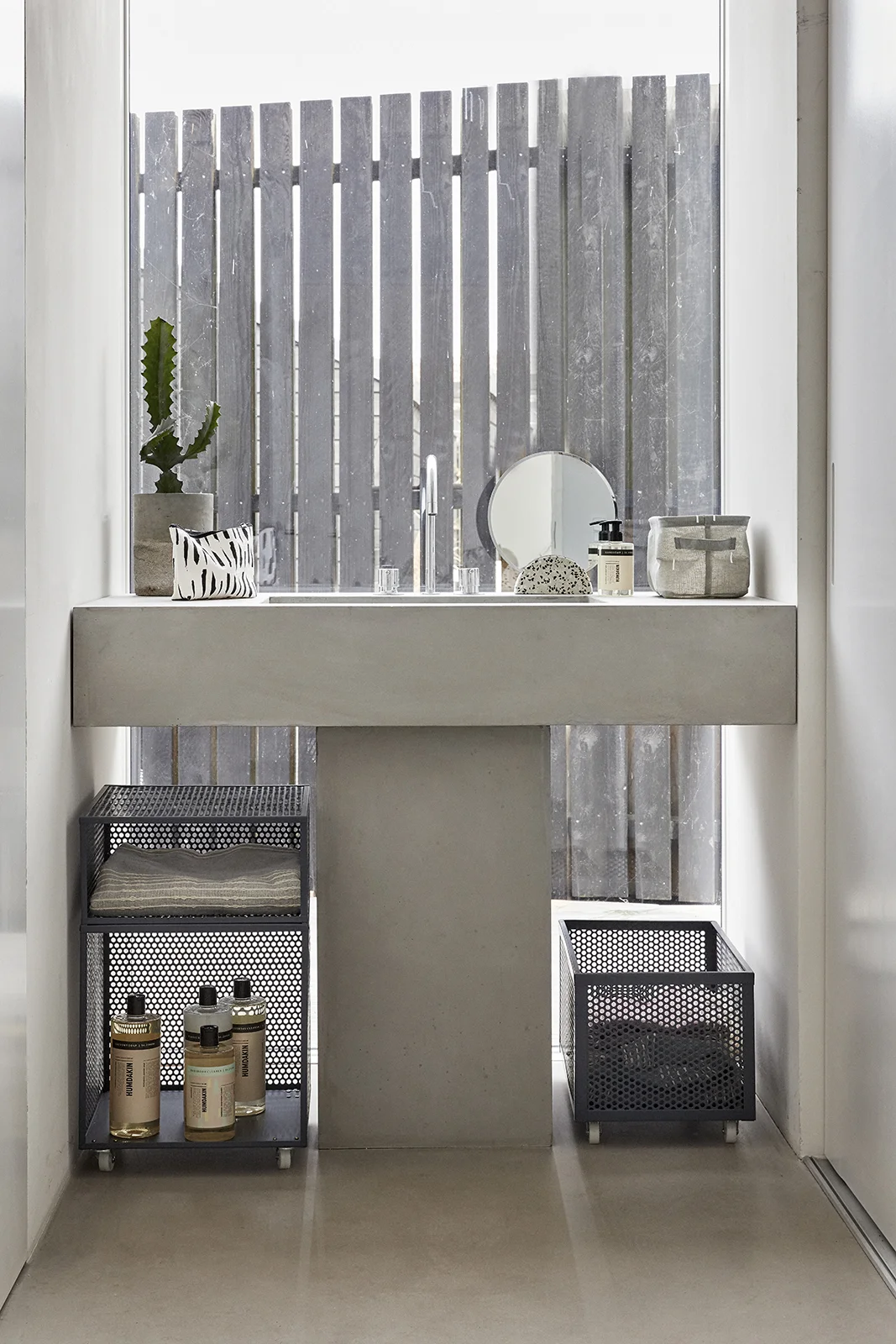 Grey + Black Terrazzo Shelf Mirror