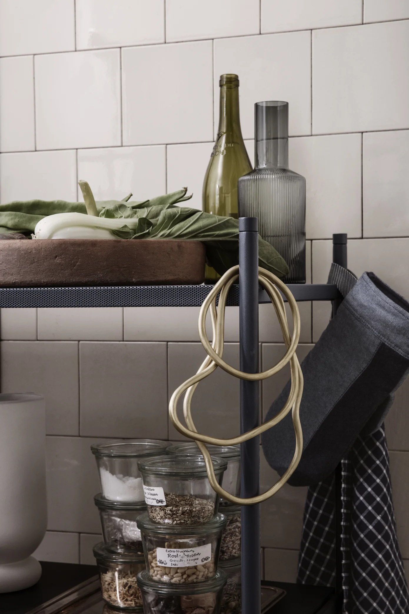 Ferm Living Ripple Glass Carafe Smoked Grey