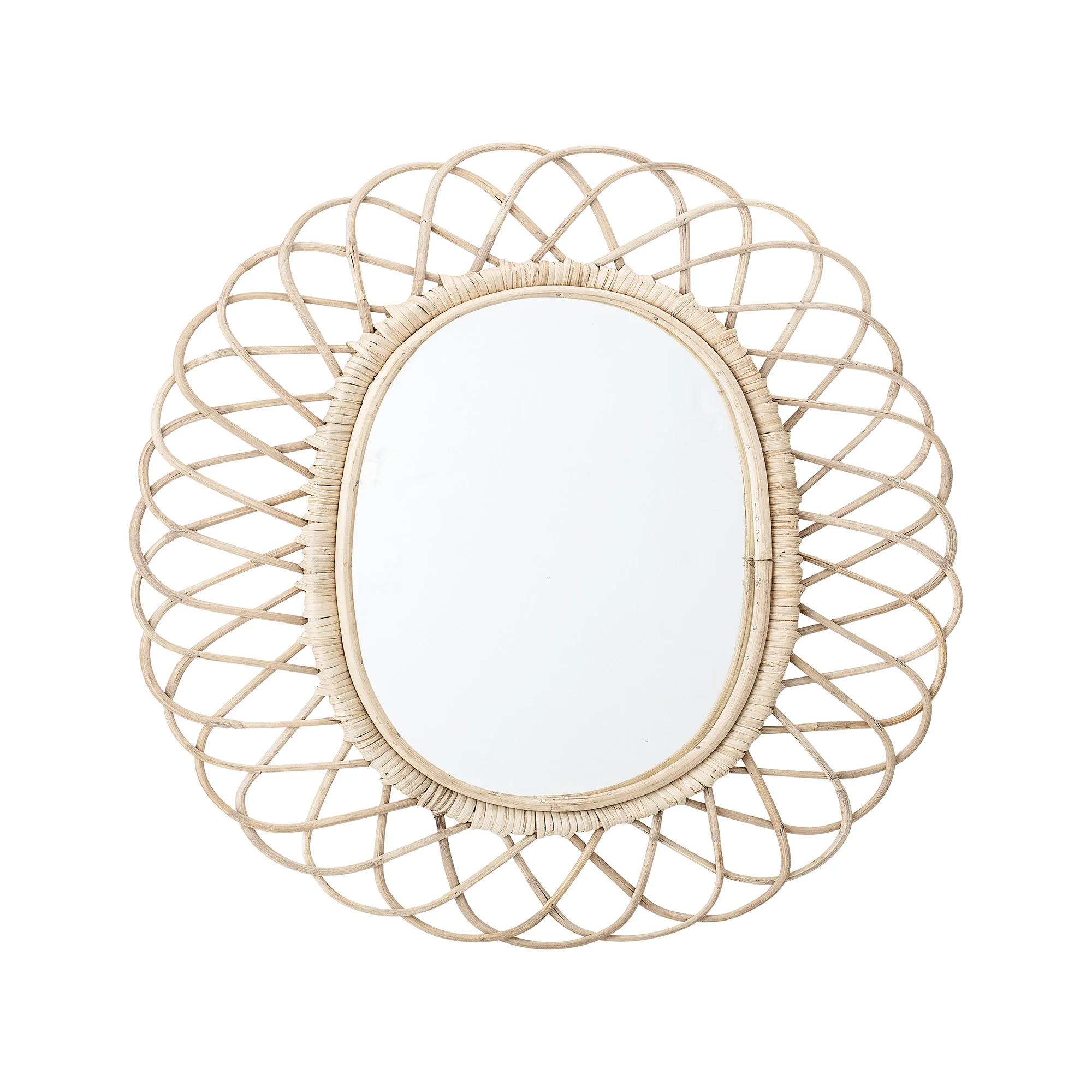 70s Round Bamboo Wall Mirror