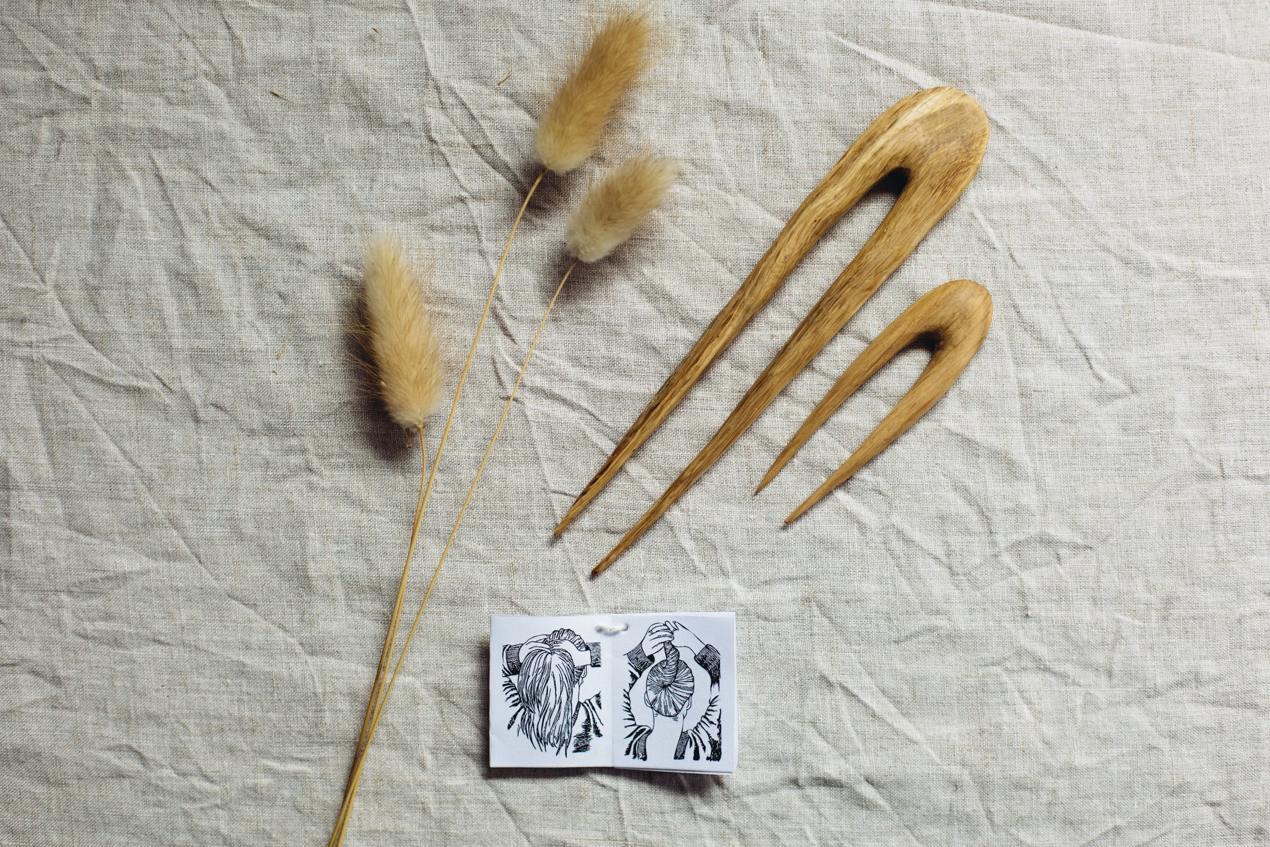 Copy of Hand-Carved Wooden Hair Fork - Oak
