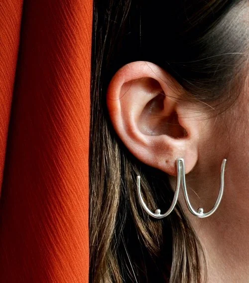 Double D Earrings - Silver