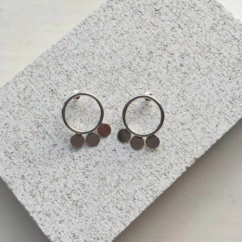 Copy of Handmade Silver Dropped Disc Earrings 