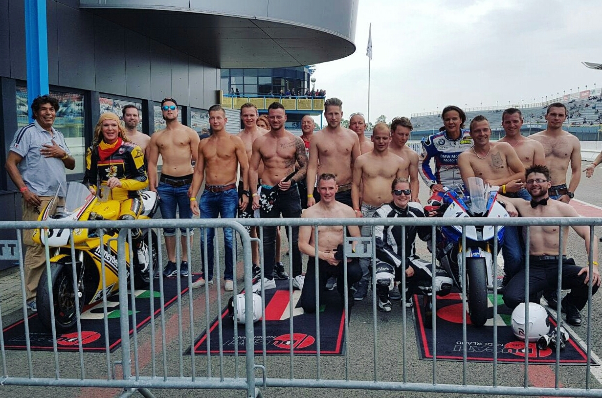 Racer girls and brolly boys, a welcome change of view for once!