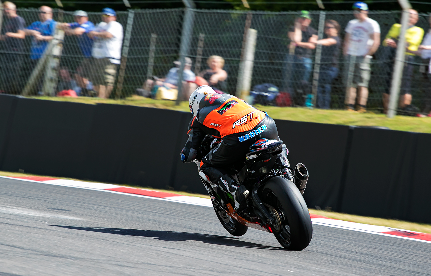 Nadieh getting more comfortable with the ZX10 at Brands GP, photo by www.burnoutmedia.uk