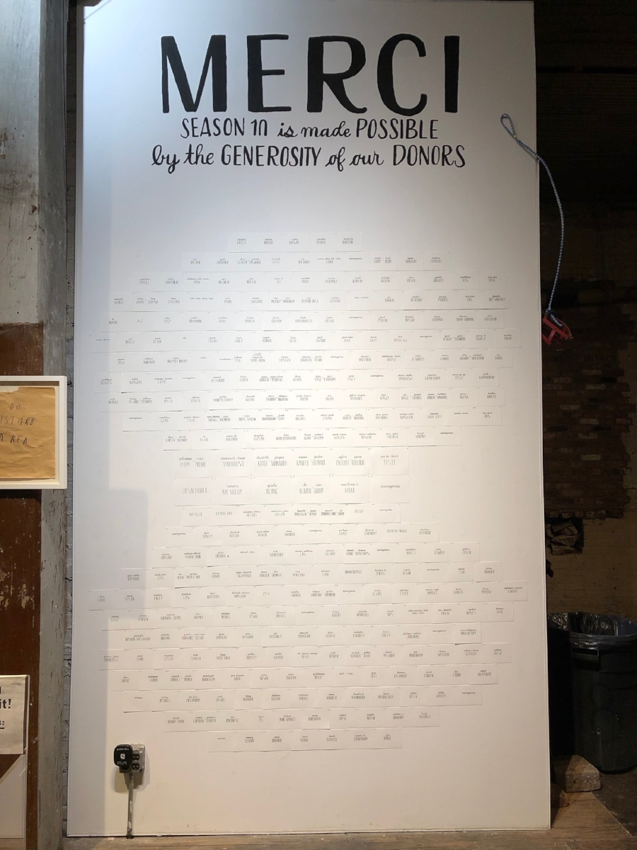 Before installing the cards, I spent some time high up on a ladder to paint the Thank You message onto the wall. I wrote it out on my iPad first, and then was able to project it onto the wall. I kept the pencil tracing super loose to make sure to maintain the handwritten feel.