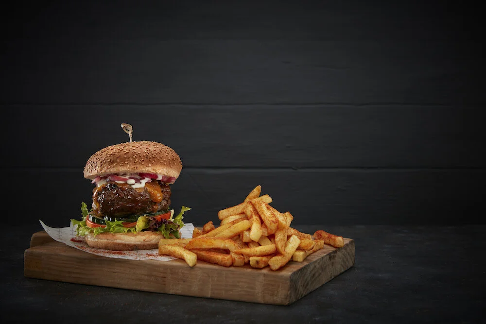 Gourmet beef burger and chips.jpg