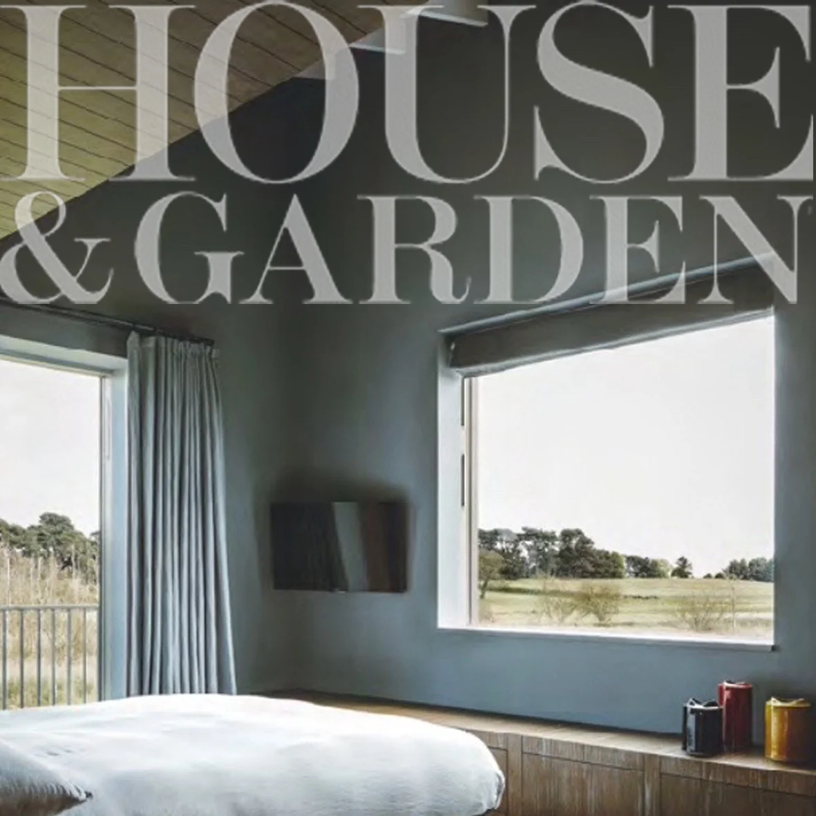 Master bedroom, bespoke cabinetry, bespoke window treatments, views over the marshes