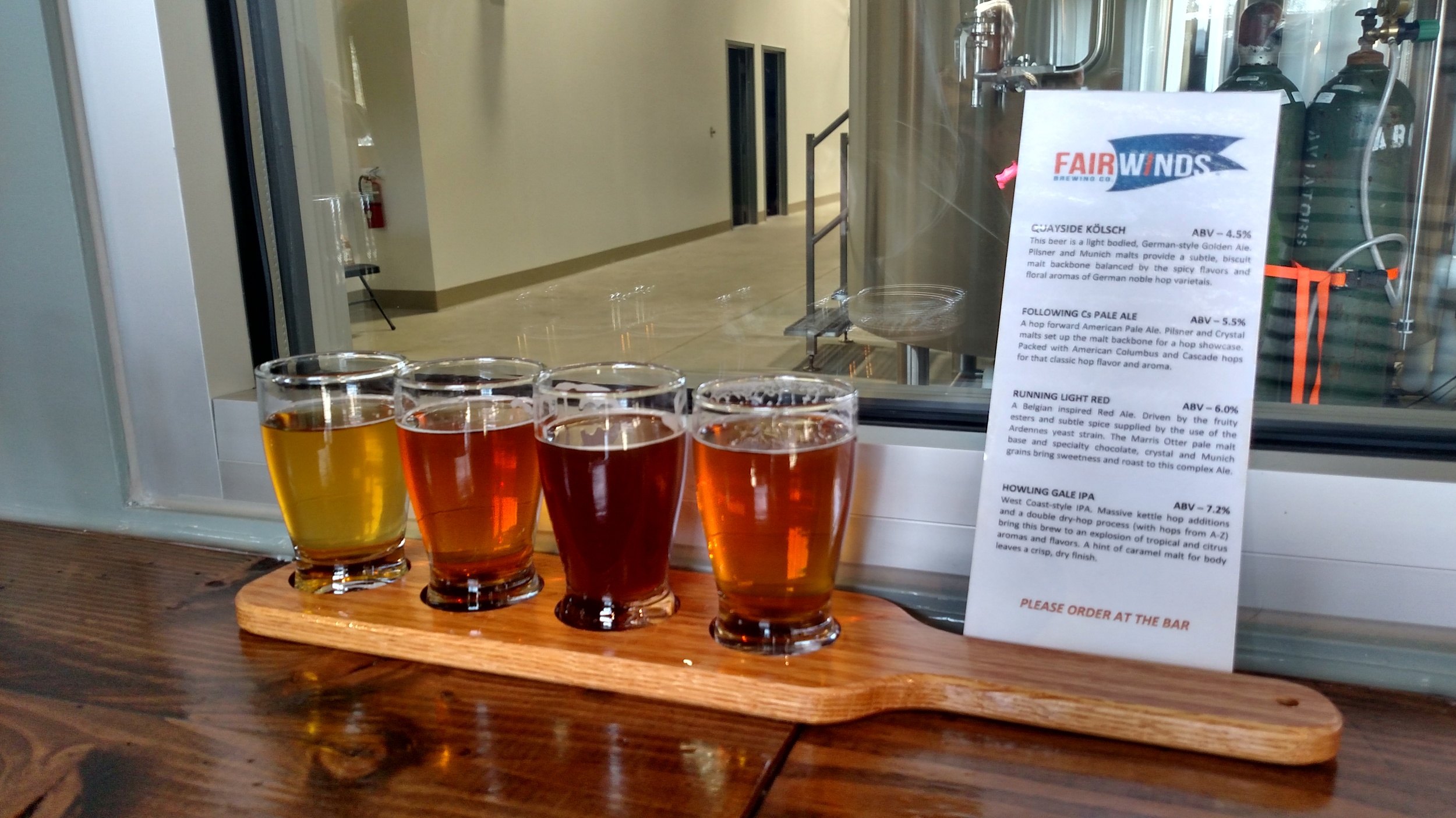 Here's the line up! Quayside Kolsch, Following Cs Pale Ale, Running Light Red and Howling Gale IPA.
